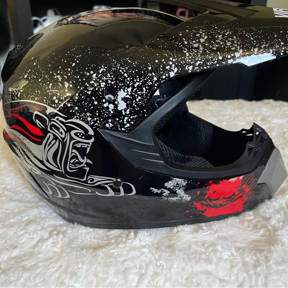 Black and Red Graphic Helmet